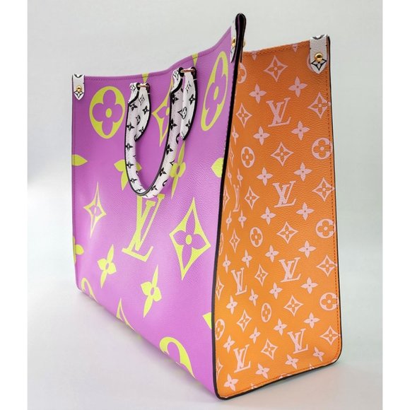 Louis Vuitton Onthego GM Giant Flower Limited Edition Purple Vert Monogram Tote - Picture 5 of 12